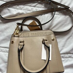 Steve Madden Taupe Satchel with Black Accents
